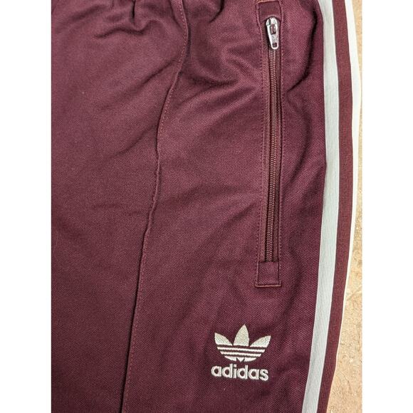 Adidas Originals Burgundy 3-Stripe Track Pants Joggers Women’s M - Picture 4 of 12